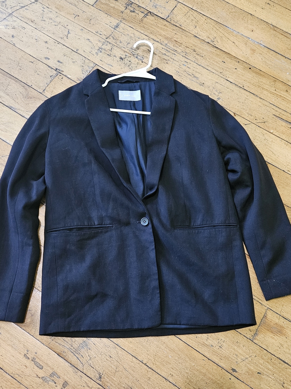Everlane Oversized Lyocell Blazer Black Size 0 Single Button Professional Casua